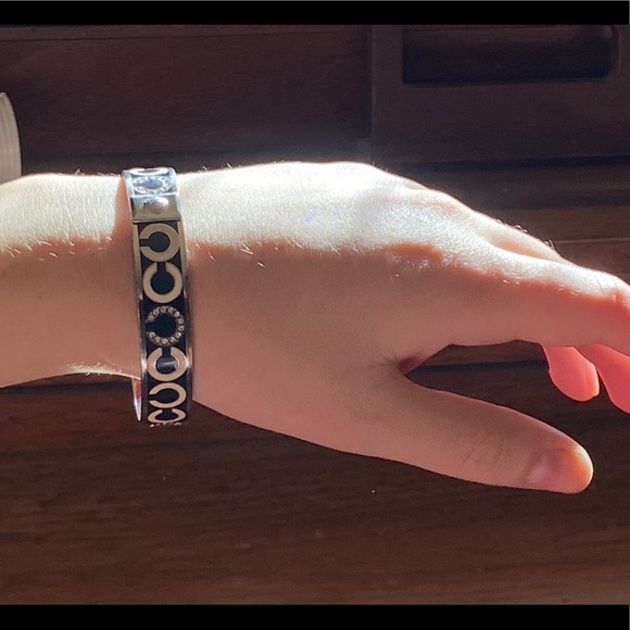 Authentic Coach Enamel Logo Bangle with Crystals - Picture 2 of 4